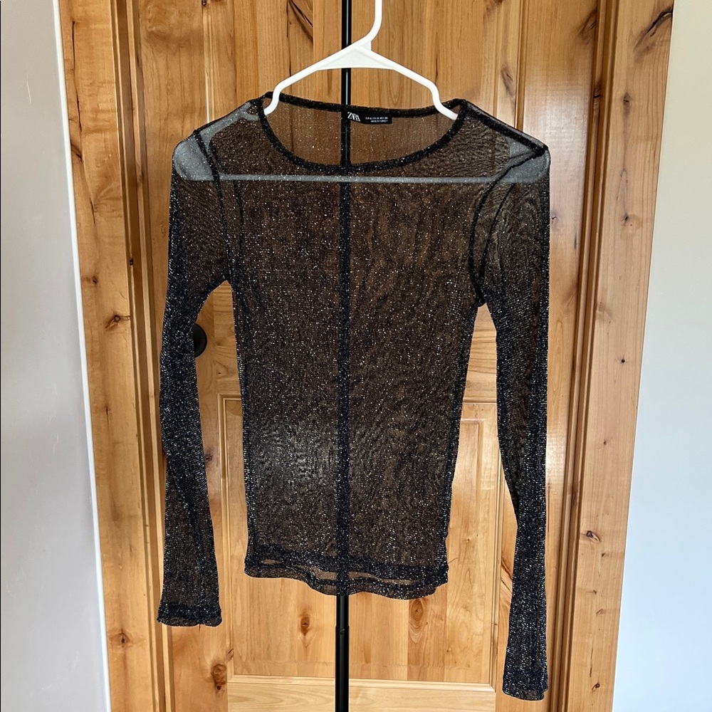 Zara Glittery Black Long Sleeve Top